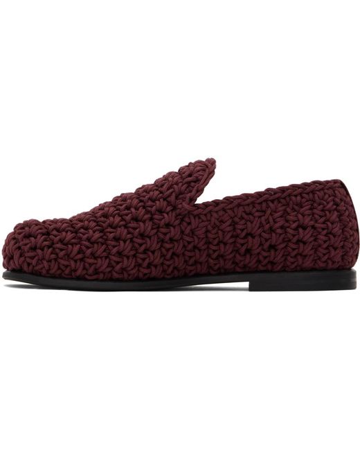 J.W. Anderson Red Burgundy Crotchet Loafers