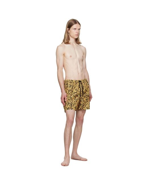 Dries Van Noten Yellow Printed Swim Shorts for men