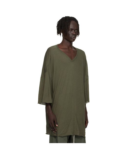 Rick Owens Green Khaki Concordians V Tommy T-Shirt for men