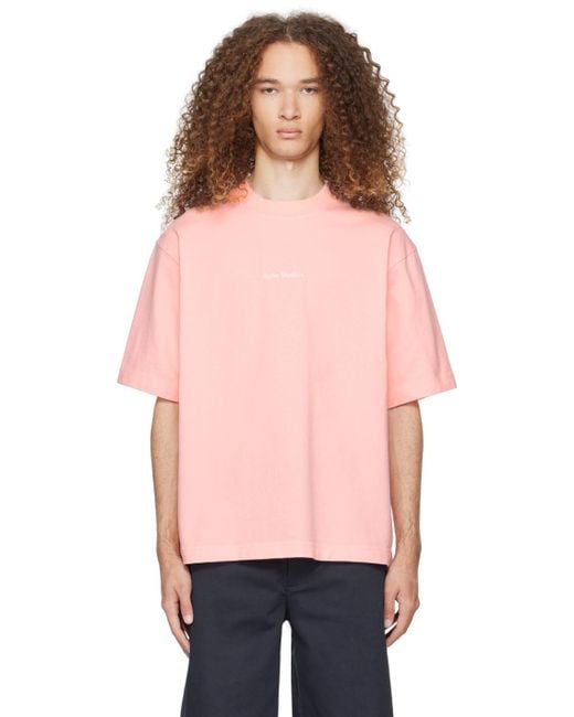 Acne Pink Printed T-shirt for men