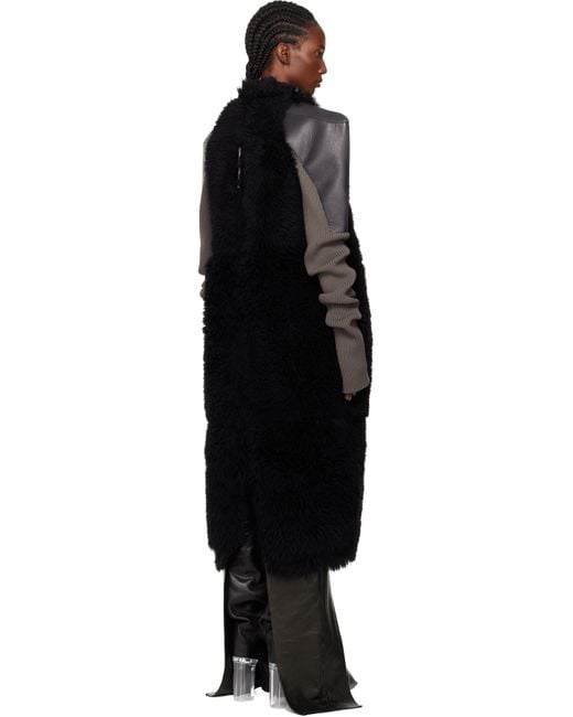 Rick Owens Black Concordians Sl Cyclops Reversible Shearling Coat