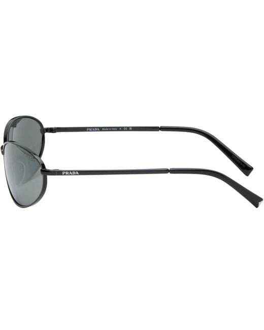 Prada Black Metal Oval Sunglasses