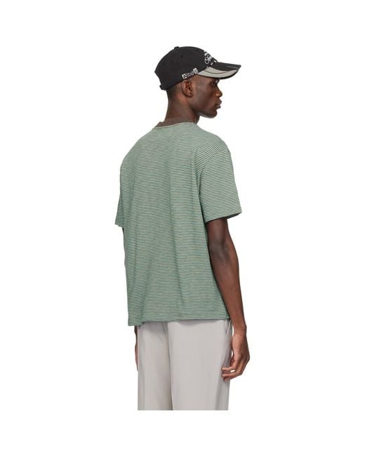 ANDERSSON BELL Green Essential Heart Logo Stripe T-Shirt for men