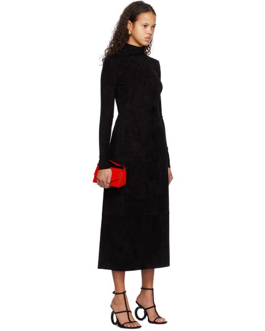 Ferragamo Black Backless Leather Maxi Dress