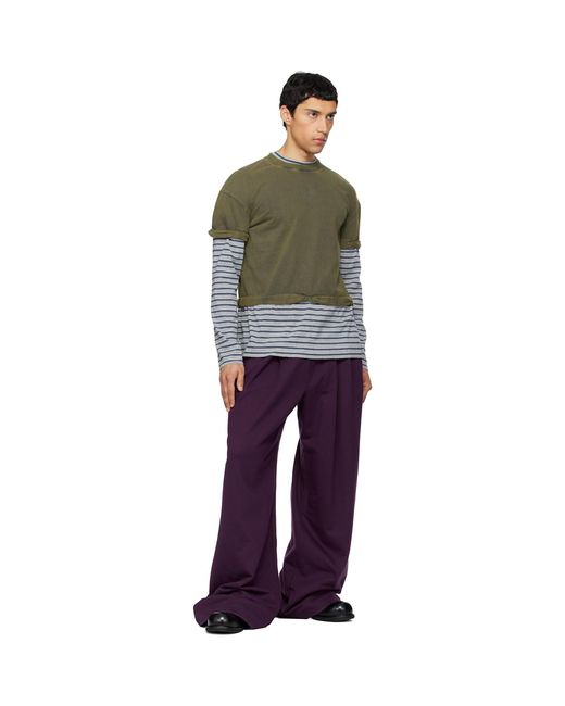 we11done Gray Layered Stripe Long-Sleeve T-Shirt for men