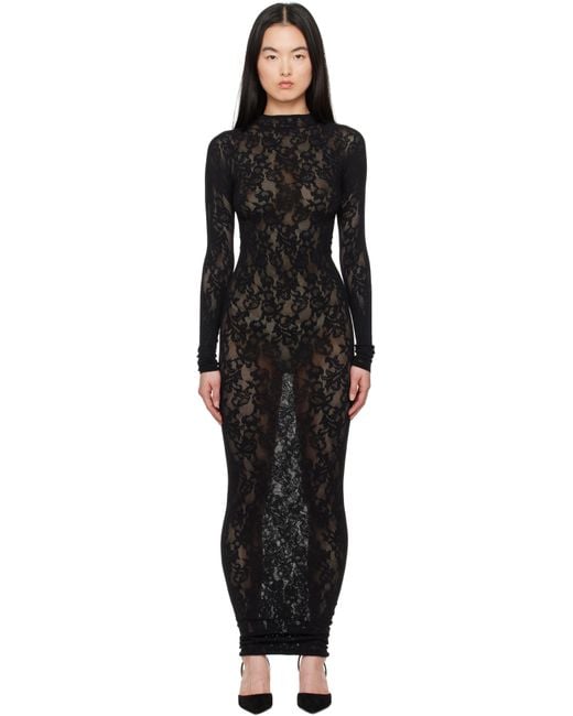 Skims Knit Lace Turtleneck Maxi Dress in Black | Lyst Skims Knit Lace Turtleneck Maxi Dress in Black | Lyst