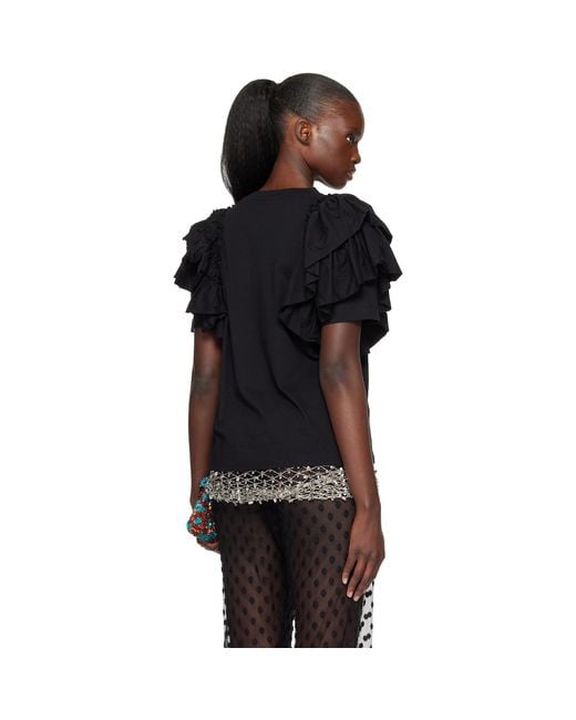 Dries Van Noten Black Ruffled T-Shirt