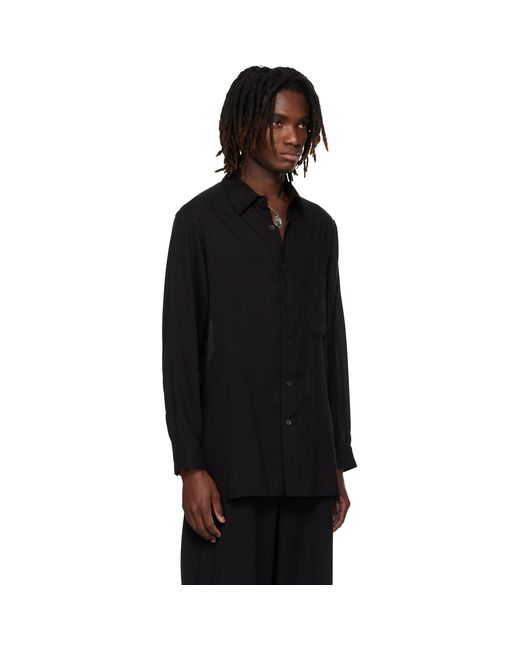 Yohji Yamamoto Black Cellulose Lawn Double Collar Shirt for men