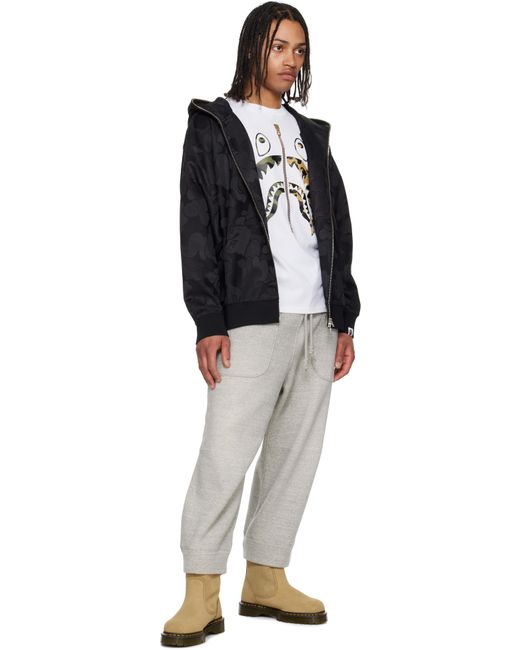 A Bathing Ape Black Solid Camo Jacquard One Point Zip Hoodie for men