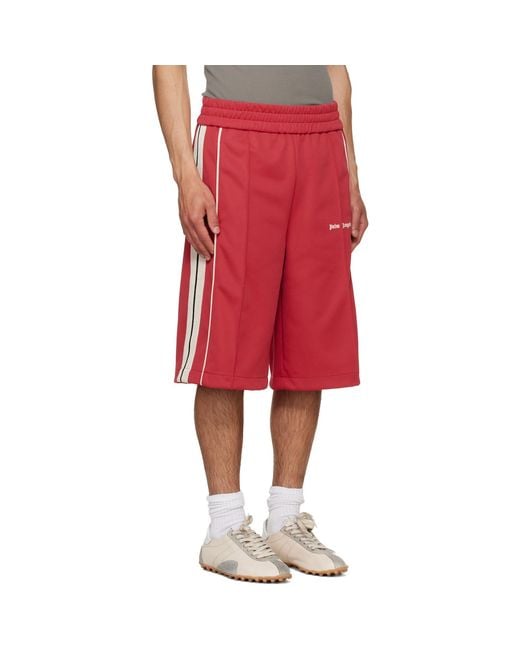 Palm Angels Red Classic Logo Vintage Track Shorts for men