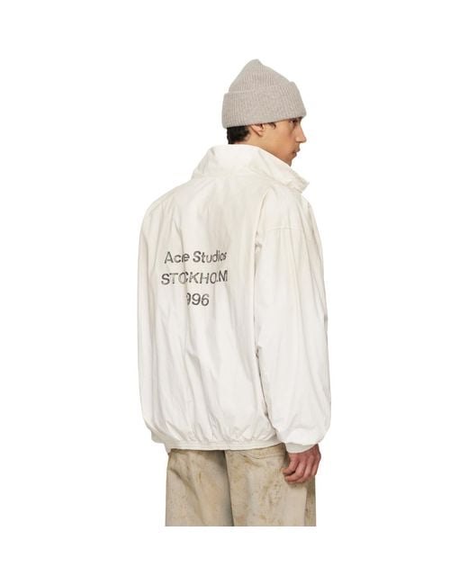 Acne White Off- Logo Zipper Jacket for men