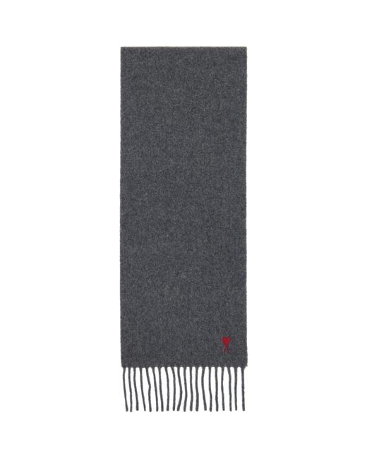 AMI Black Wool Ami De Coeur Scarf for men