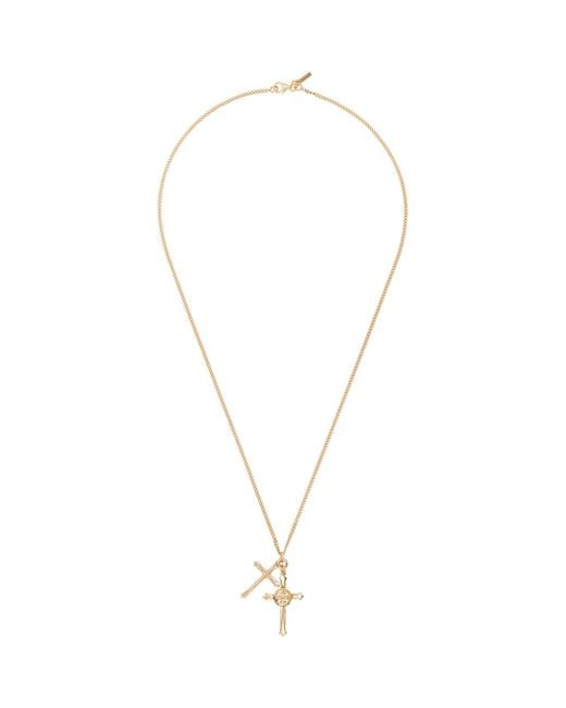 Emanuele Bicocchi Metallic Double Cross Necklace for men