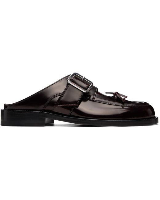 Marni Black Burgundy Bambi Buckle Slip-On Loafers