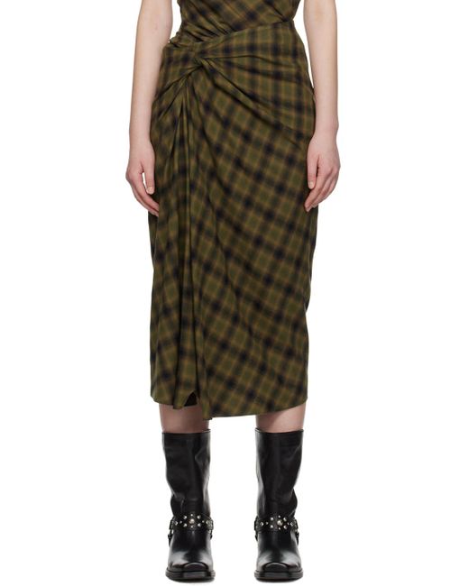 Isabel Marant Black Khaki Tijuana Midi Skirt