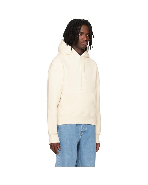 AMI Blue Off- Cotton Embossed Ami De Coeur Hoodie for men