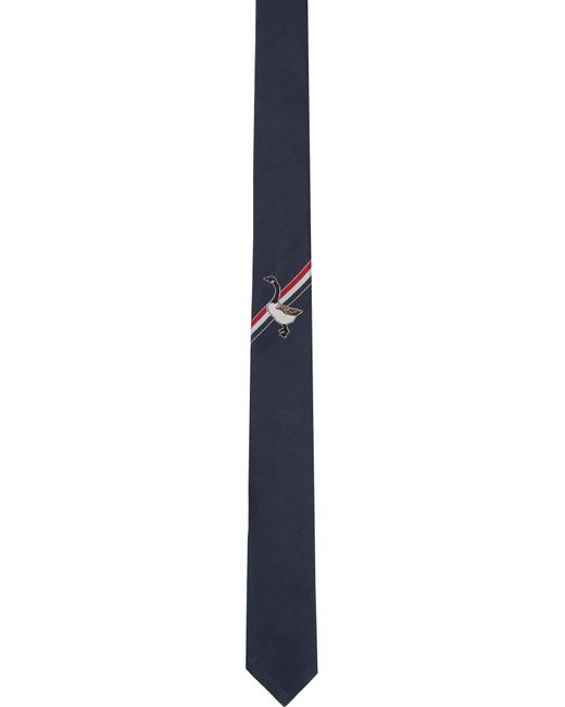 Thom Browne Black Jacquard Goose Icon Tie for men