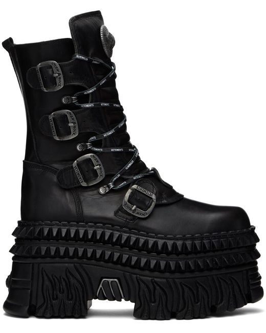 Vetements Black New Rock Edition Lace-Up Boots for men