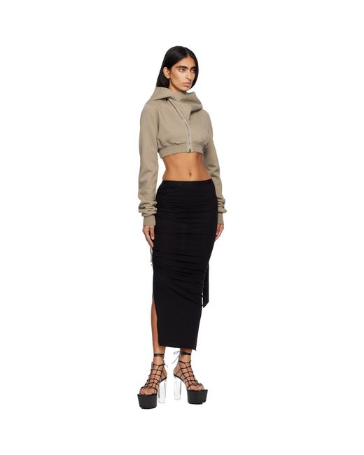 Rick Owens Black Taupe Concordians Micro Mountain Hoodie
