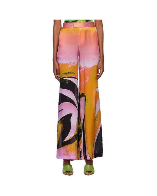 Louisa Ballou Orange Wide-Leg Trousers