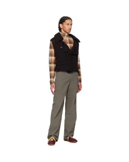 Dries Van Noten Multicolor Khaki Crinkle Cargo Pants for men