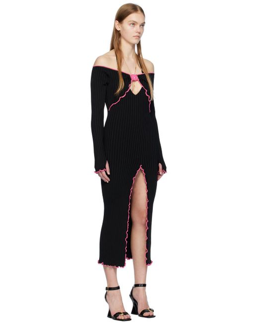 Versace Black V-emblem Midi Dress