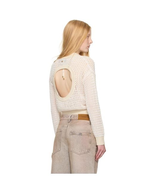 Amiri Natural Open Back Crochet Polo