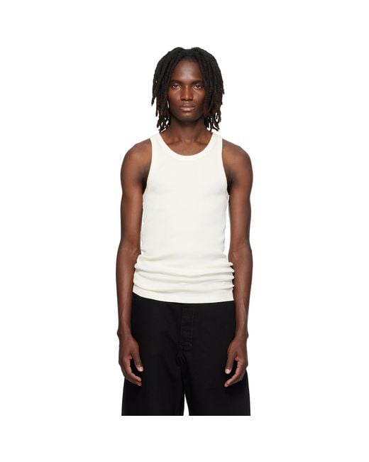 Lemaire White Off- Ribbed Jersey Tank Top for men
