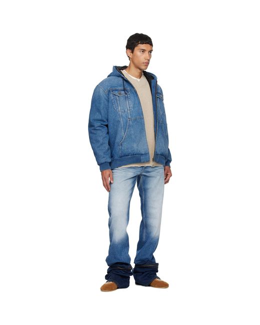 Egonlab Blue Hooded Denim Jacket for men