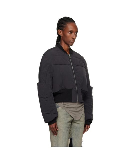 Rick Owens Black Concordians Girdered Cropped Bomber Down Jacket