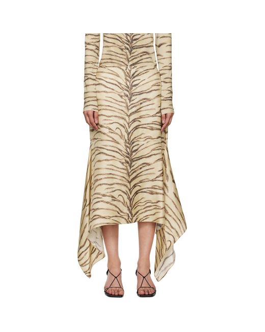 Stella McCartney Natural Tiger Print Midi Skirt