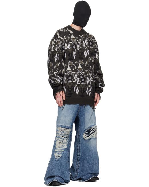 Vetements Black Gray Destroyed Sweater for men