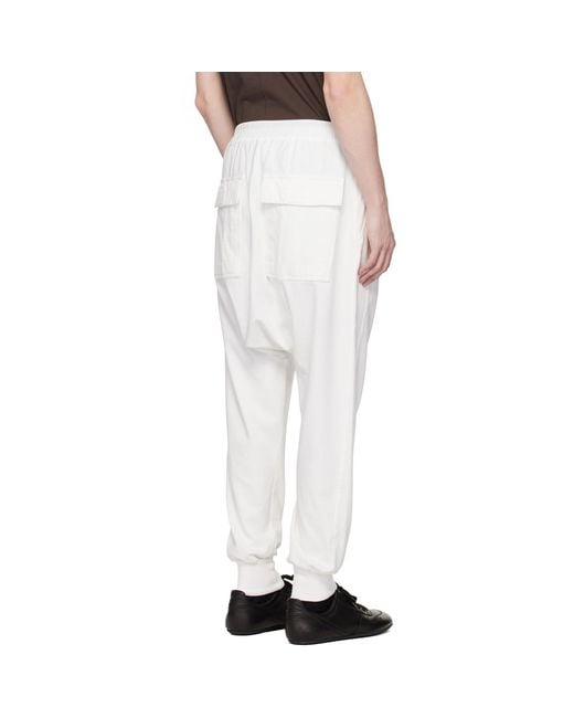 Rick Owens White Off- Temple Drawstring Sweatpants for men