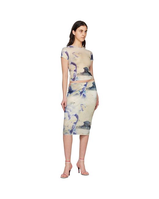 Miaou Multicolor Beige & Purple Verona Midi Skirt