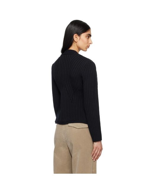 Moncler Black Padded Wool Down Cardigan