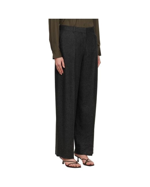 Totême Black Wide Flannel Trousers