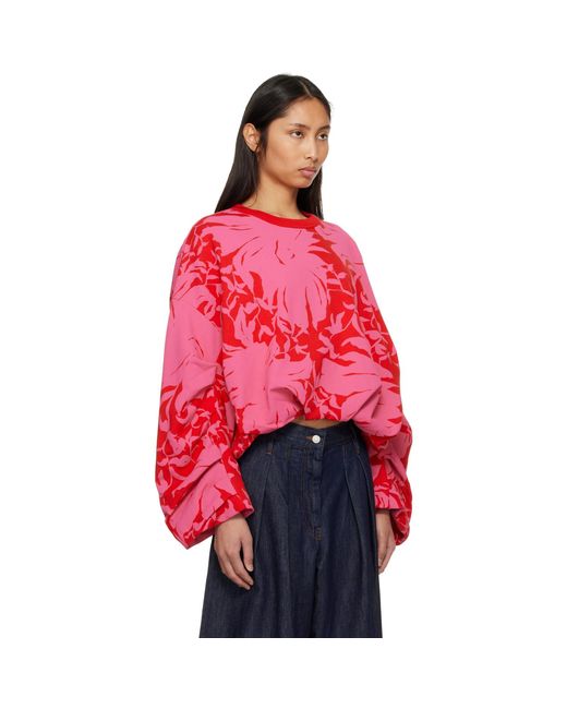 Pull Molletonné Drapé Rouge Et Rose Dries Van Noten en coloris Pink
