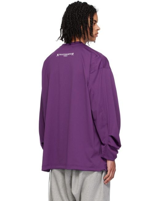 メンズ MASTERMIND WORLD パープル オーバーサイズ 長袖tシャツ Purple
