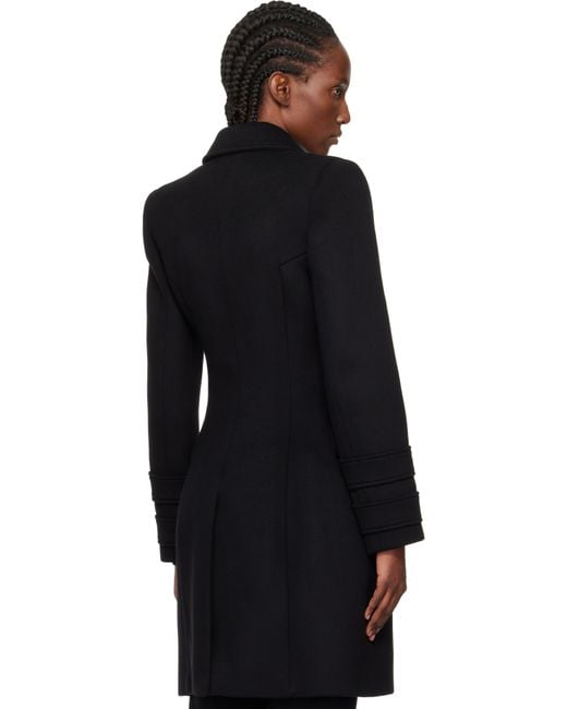 Balmain Black 10-Buttons Wool & Cashmere Coat