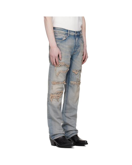 Amiri Blue Snake Stud Slim Jeans for men