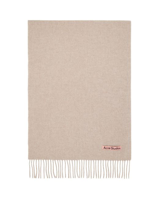 Acne Natural Fringe Wool Narrow Scarf for men
