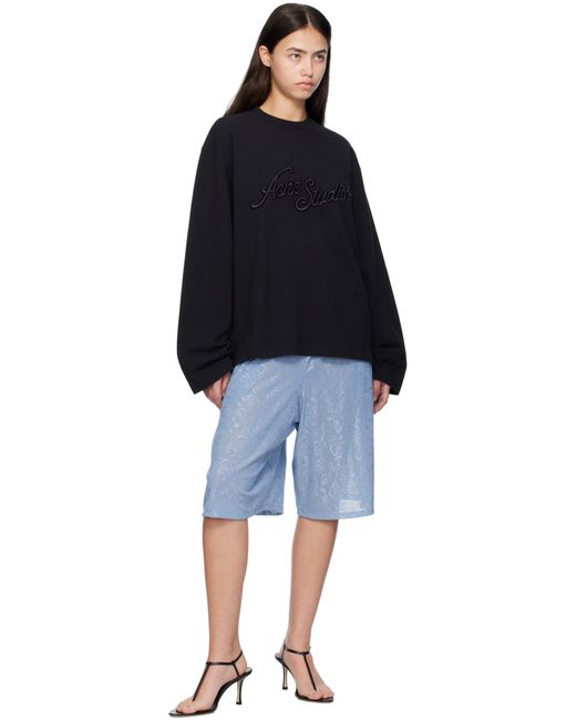 Acne Black Long Sleeve Logo T-Shirt