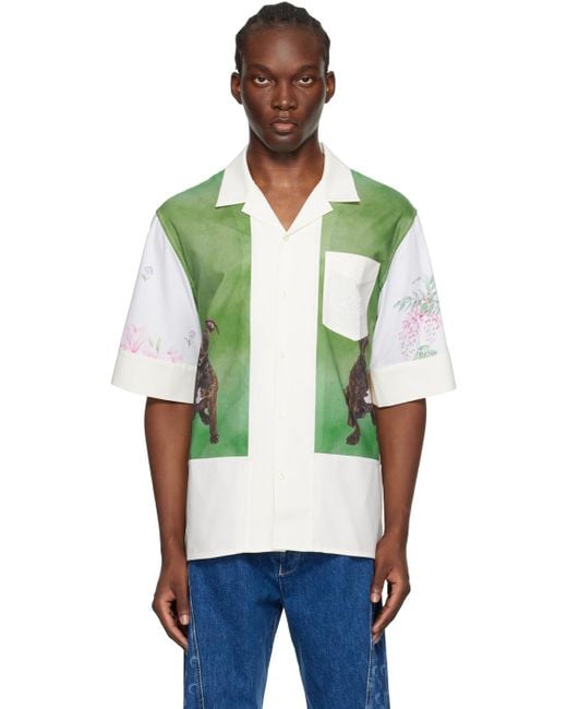 MARINE SERRE Green Regenerated Household Linen Calendar Shirt for men