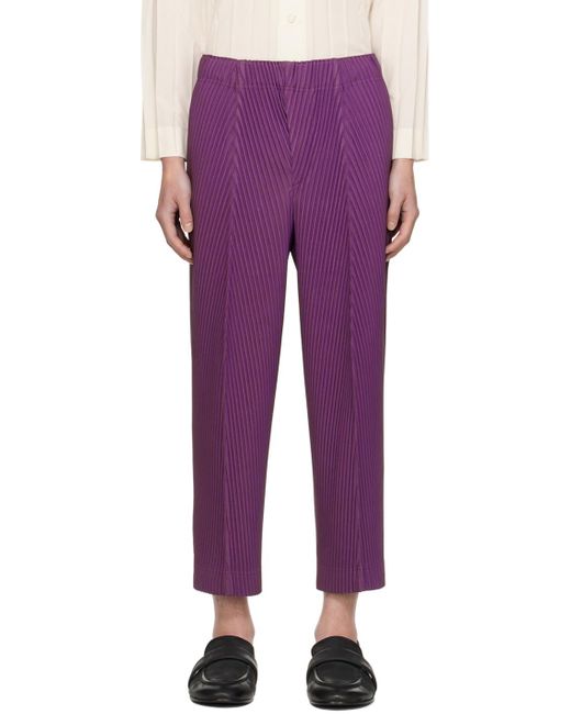 Homme Plissé Issey Miyake Homme Plissé Issey Miyake Purple Pleats Bottoms Trousers for men