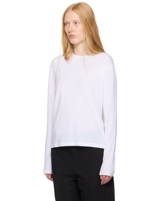 Tシャツ・カットソー TOTEME Classic Long-Sleeve lyocell and cotton T-shirt WHITE TOTEME Women's' Classic Long Sleeve T-Shirt in White | LN-CC®