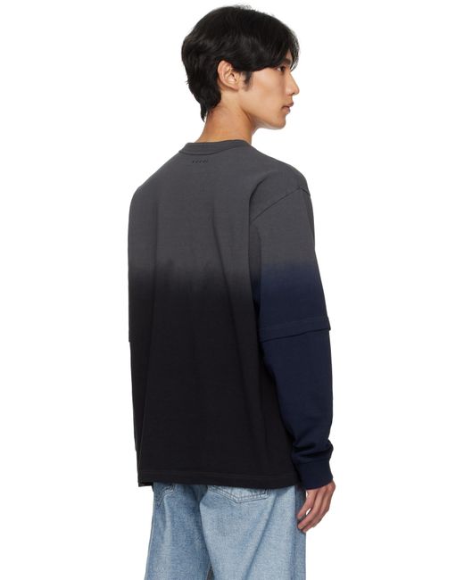 Sacai Blue Garment-Dyed Cotton Jersey T-Shirt for men