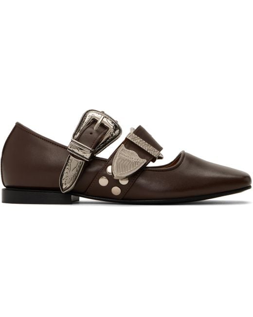 Toga Black Ssense Exclusive Metal Leather Ballerina Flats