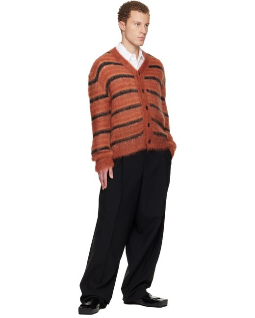 Marni Orange Fuzzy Wuzzy Stripe V-Neck Cardigan for men