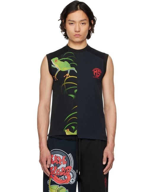 MARINE SERRE Black Regenerated Graphic T-Shirts Tank Top for men