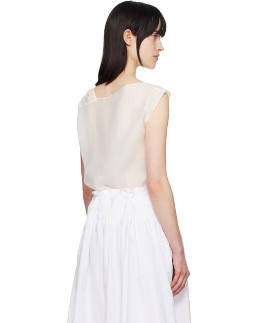 LE17SEPTEMBRE White Asymmetrical Draped Tank Top
